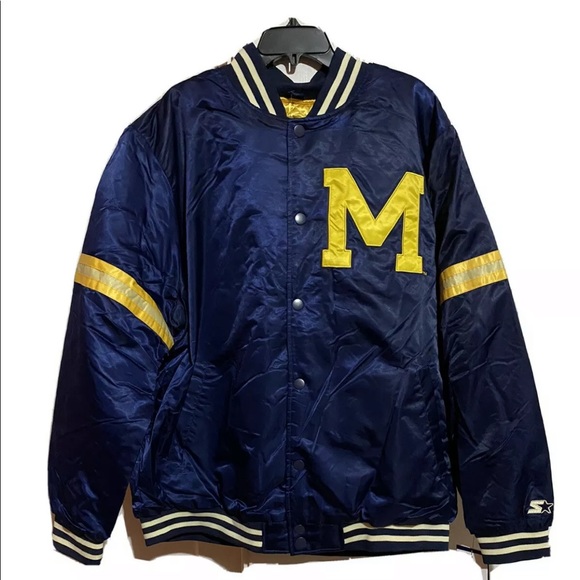 STARTER Jackets & Coats Michigan Wolverines Starter Snap Down Jacket